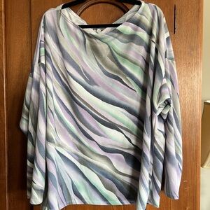White Birch Multicolor Wave Long Sleeve Top